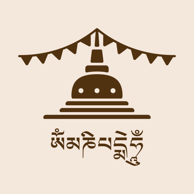 Tibetan Stupa Om Mani Padme Hum - Dark by footloosefabric