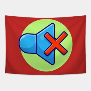 Sound Mute Icon with Sign Stop Volume Cartoon Vector Icon illustration Tapestry