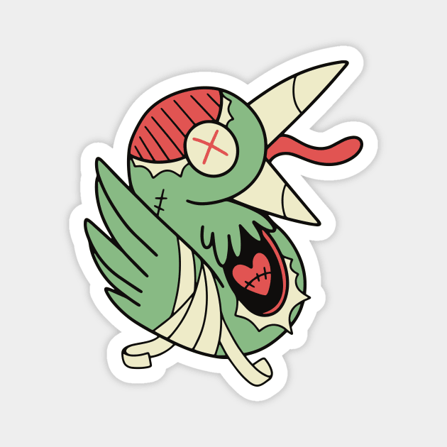 Cute Zombie Bird // Funny Halloween Animals Magnet by SLAG_Creative