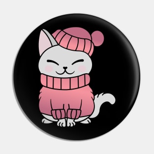 Cute Cozy Colorful Snow Winter Cat Kitty Pin