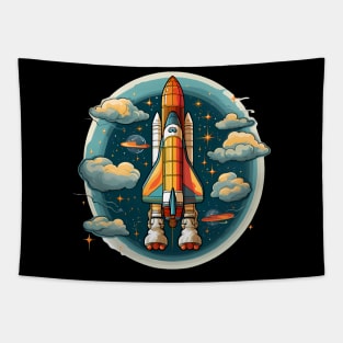 AI Generated Rocketship Tapestry