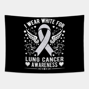I Wear White For Lung Cancer Awareness |White Ribbon Tapestry