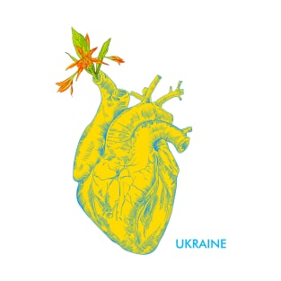 I love Ukraine, an anatomical heart in the colors of the flag. T-Shirt