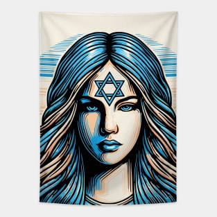 Fierce Jewish Woman with Star of David Tapestry