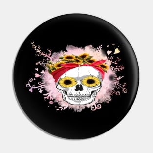 sunflower skull Pin