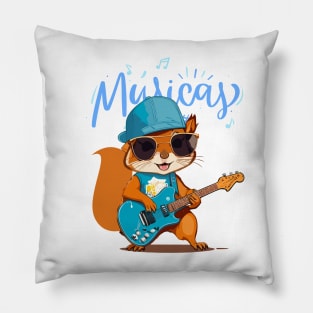 Squirrel play guitar Pillow