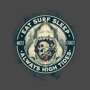 Eat Surf Sleep shark skull illustration T-Shirt