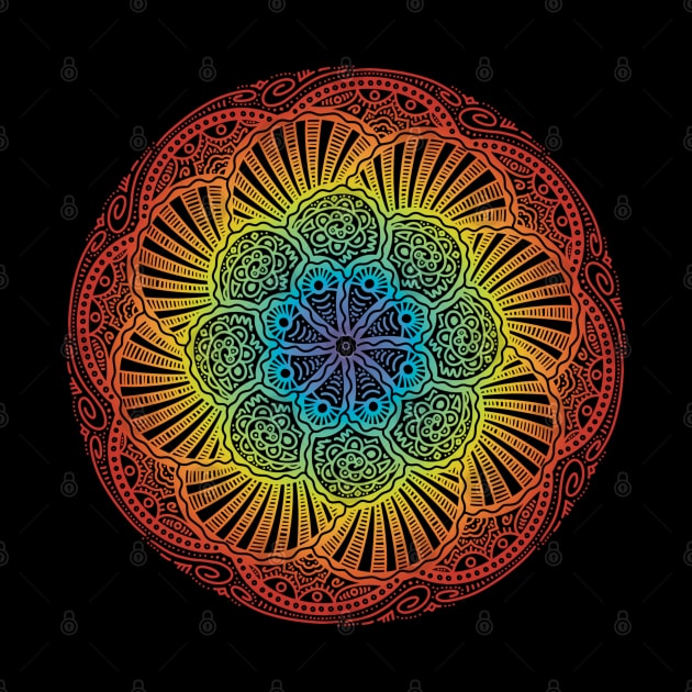 Radiant Floral Mandala Rainbow by Art by Biyan