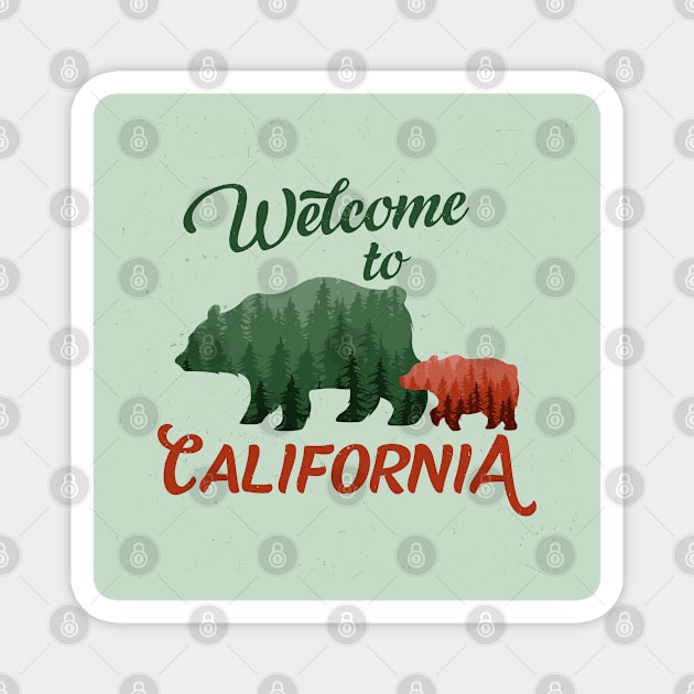 Welcome to california t-shirt label design with illustration of bears silhouette Magnet by Modern Art