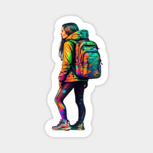 Girl with a backpack design #7 Magnet