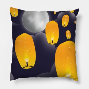 Chinese sky lanterns. Pillow