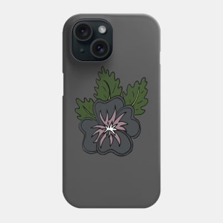 Single grey and mauve wild pansy flower illustration Phone Case