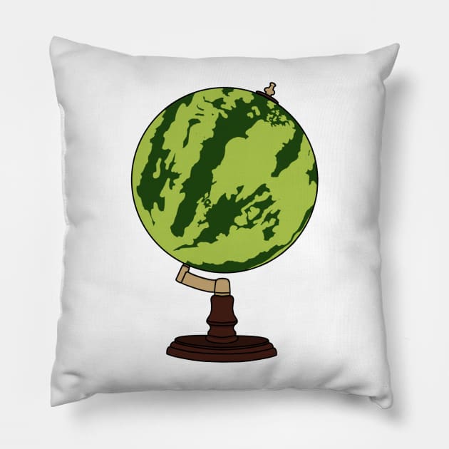 The world is just a watermelon shaped spinny thing Pillow by Stugg15