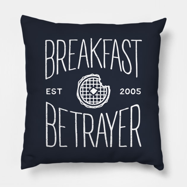 Breakfast Betrayer Pillow by KatHaynes