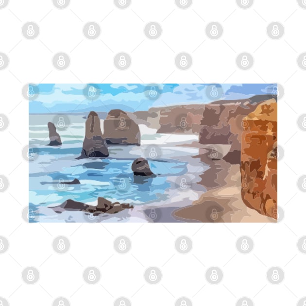 12 Apolstles Great Ocean Road Digital Painting by gktb