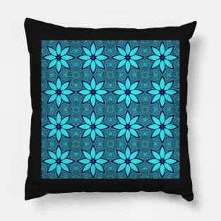 Blue flower fractal Pillow