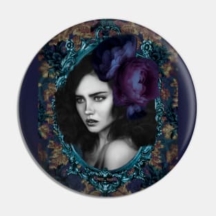 Deep Purple Flower Girl Portrait Artwork Digital Pin