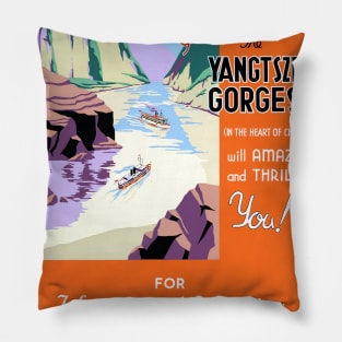 Vintage Travel Poster China The Yangtsze Gorges Pillow