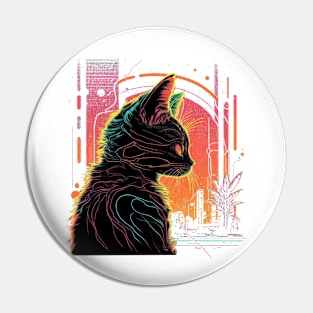 Retro Futuristic Cat Pin