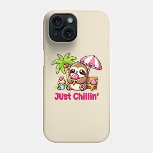 Lazy Days & Ice Cream Haze: Kawaii Sloth Chilling And Enjoying Ice Cream In The Summer Phone Case