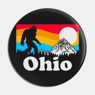 Ohio Bigfoot, Funny Sasquatch Ohio State National Parks Humor Sci-Fi Retro Mansfield Pleasant Hill Pin