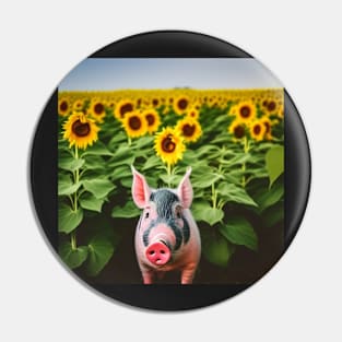 Pig in a Sunflower Field Pin