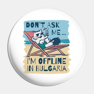 Cat At The Beach Funny Pin