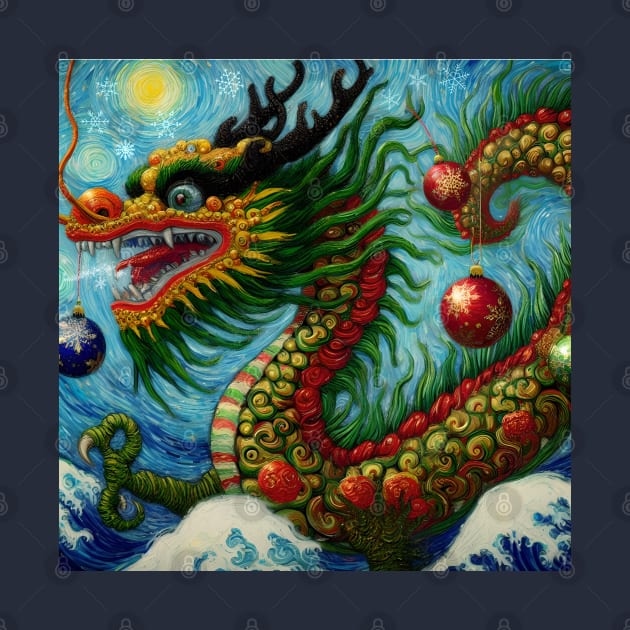 Chinese Christmas Dragon Pastel Art by Adamova Shop