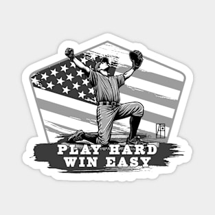 USA - American BASEBALL - Baseball: Play hard, win easy - bw Magnet