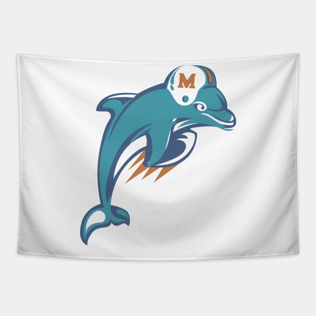 Dolphins Football Miami Tapestry by Ilustra Zee Art