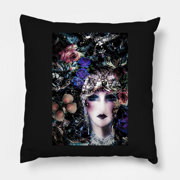 JEWEL ART DECO FLAPPER BIRDS,BUTTERFLIES,AND ROSES COLLAGE Pillow by jacquline8689