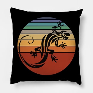 Retro 80s Tropical Sun Vaporwave Summer Cute Lizard Pillow