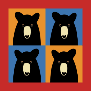 BLACK BEAR ON ORANGE AND BLUE T-Shirt