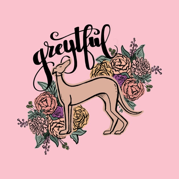 Greytful Greyhound spring flower dog design by Artful Starfish