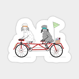 Sheeps on a tandem bike Magnet