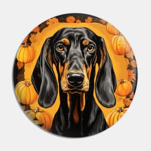 Black and Tan Coonhound Dog Halloween Pin