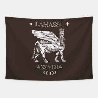 Lamassu Illustration (white print) Tapestry