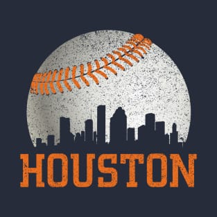 Vintage Houston Texas Skyline Baseball T-Shirt