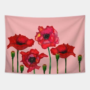 Red decorative poppy flowers Tapestry