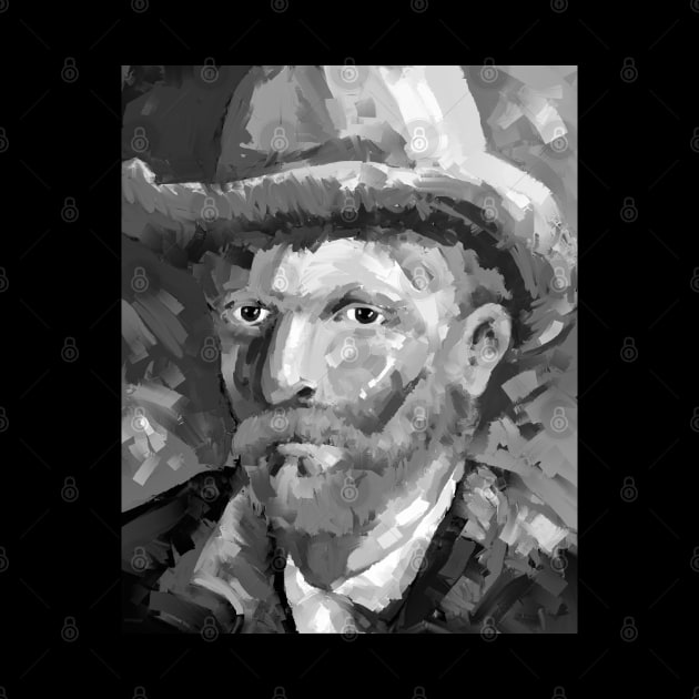 Vincent Van Gogh self portrait Black and White by mailsoncello