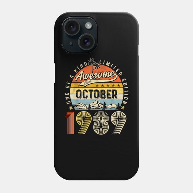 Awesome Since October 1989 Vintage 34th Birthday Phone Case by louismcfarland