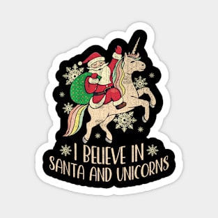 I Believe In Santa And Unicorns Funny Christmas Magnet