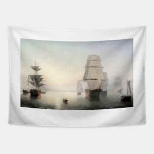 Boston Harbour Sunset By Fitz Hugh Lane Digitally Enhanced Tapestry