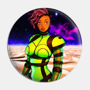 Anime Girl with Green Spacesuit Pin