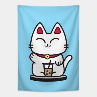 Boba Cat with Milk Tea Tapestry