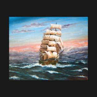 SQUARE RIGGER 'ILLAWARA' STEEL SAILING SHIP AT SUNSET T-Shirt