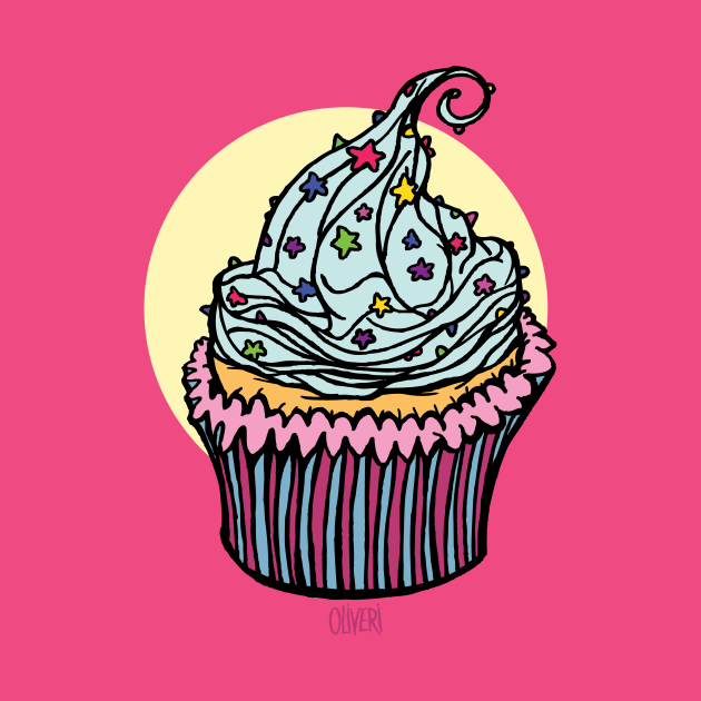 Cupcake with sprinkles by peteoliveriart