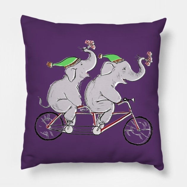Elephant Pals on a Bike Pillow by AmysBirdHouse