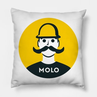 Building Boldness: Molo Logo in Heroic Pop Art Style Pillow