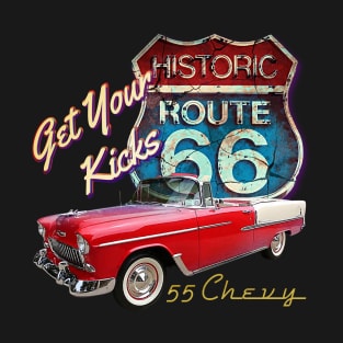 55 Chevy Classic Hot rod American vintage Muscle Route 66 T-Shirt